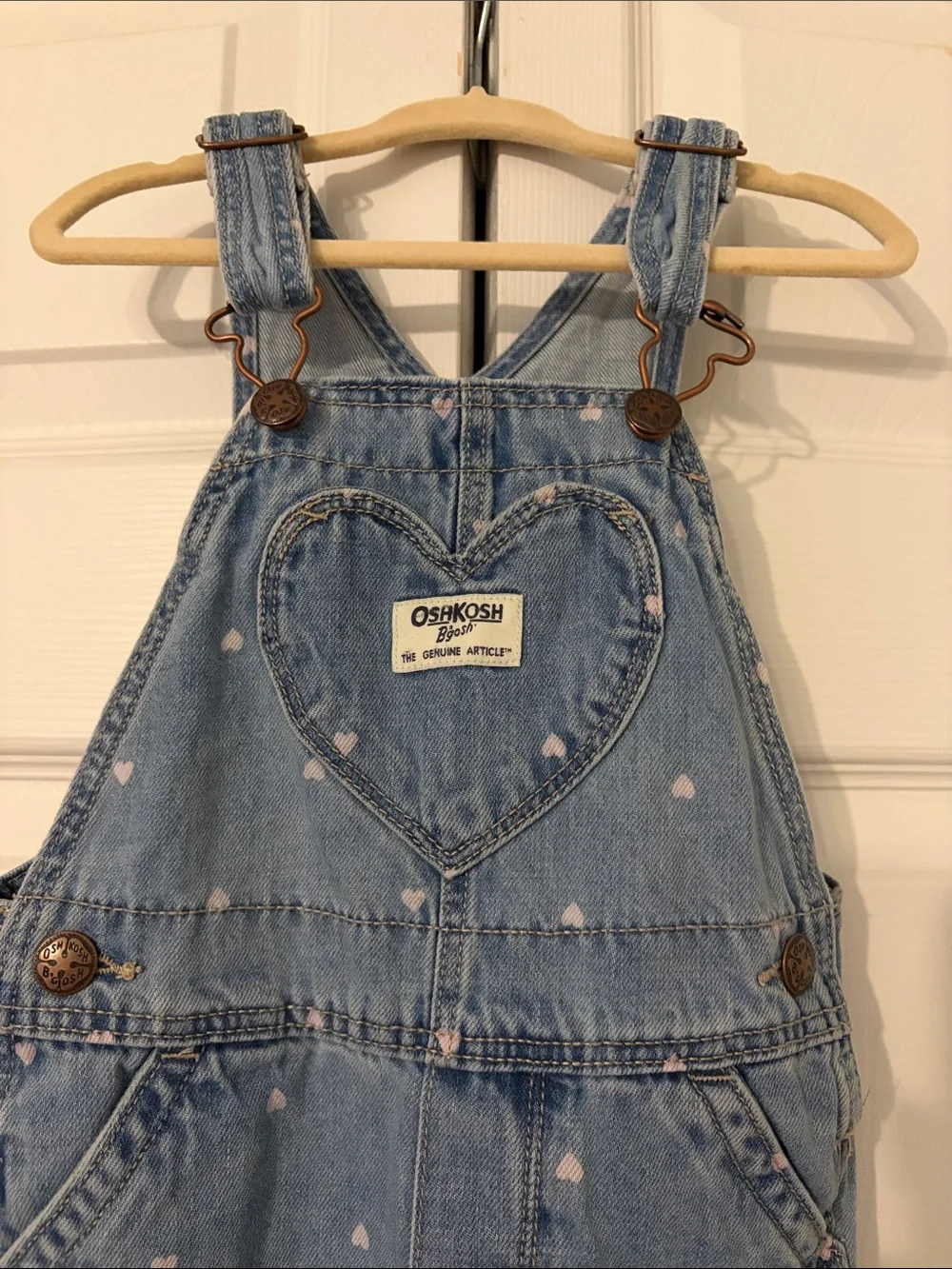 OshKosh B'gosh Overalls with Heart Bib And Heart Pattern All Over Size 2T